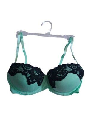 Candie's Padded Push-Up Bra, Mint + Black, 34A